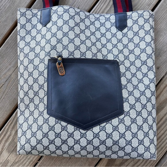 Gucci Vintage Sherry Line Supreme GG Tote Marmont Navy - Picture 3 of 16